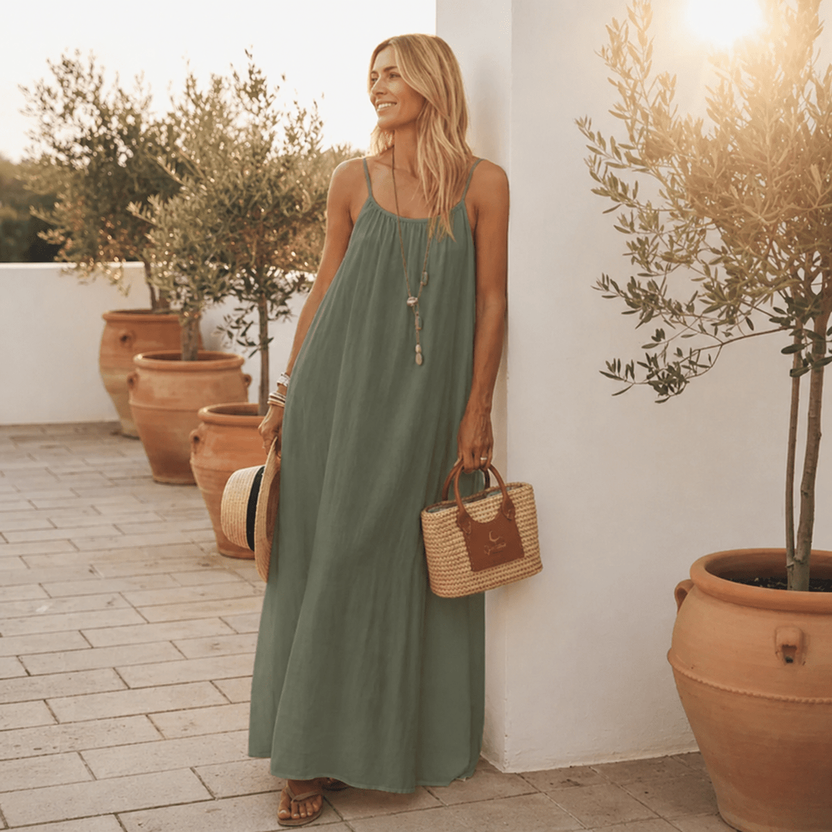 Scoop-Back Swing Slip Dress