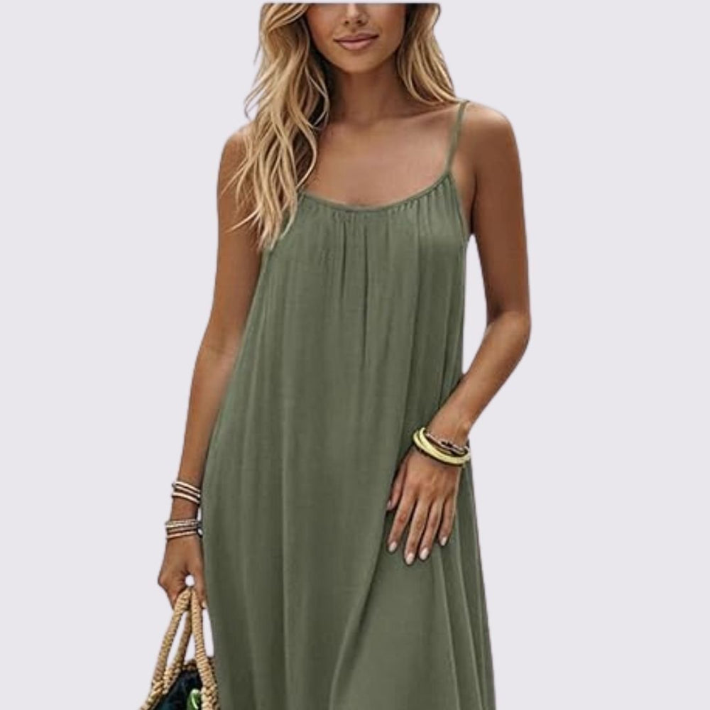 Scoop-Back Swing Slip Dress