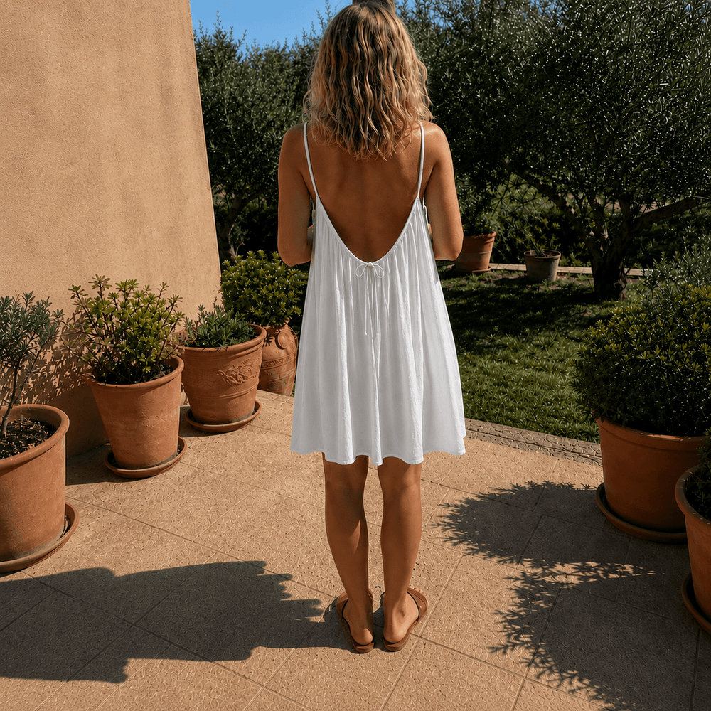 Scoop-Back Swing Slip Dress