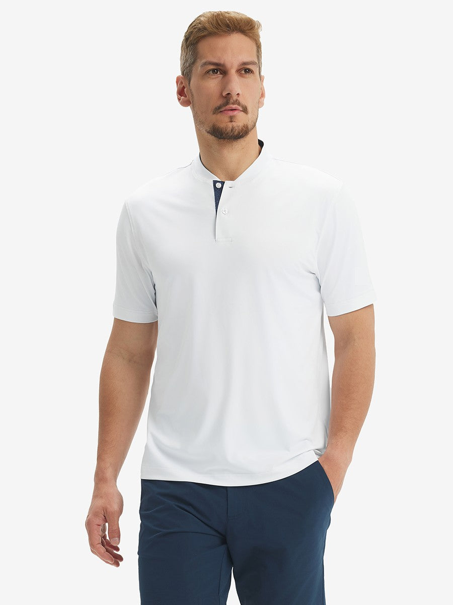 Men's Moisture-Wicking Band Collar Golf Henley