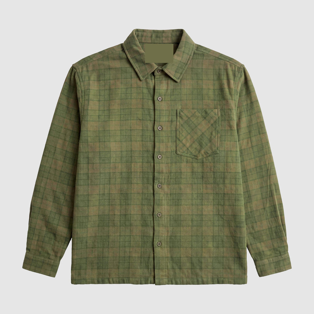 Men's Vintage Plaid Flannel Shirt - Olive