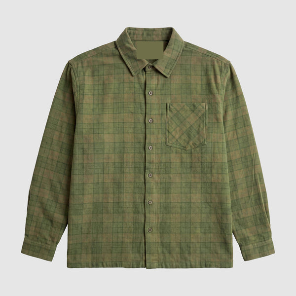 Men's Vintage Plaid Flannel Shirt - Olive