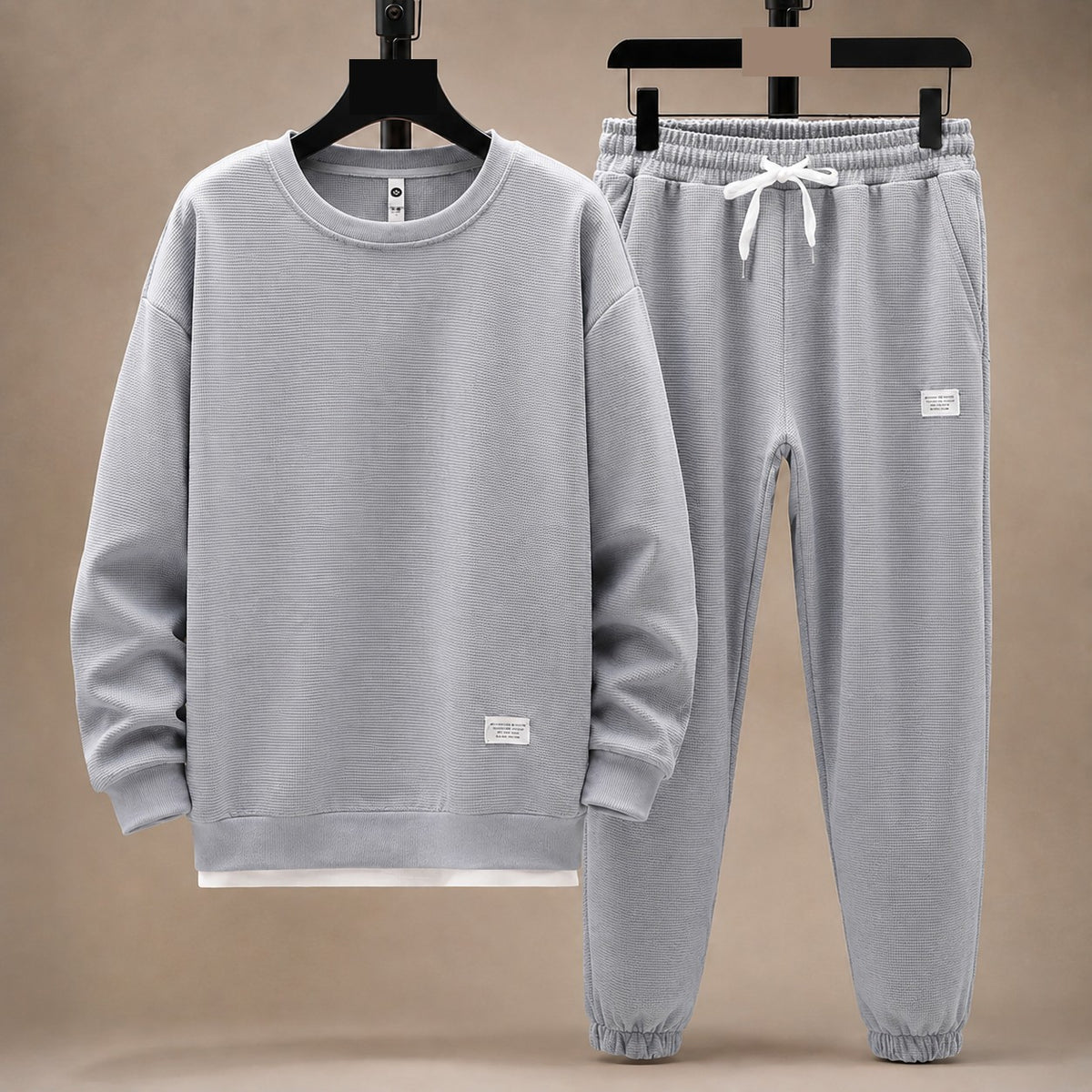 Men's Waffle-Knit Crewneck & Jogger Lounge Set
