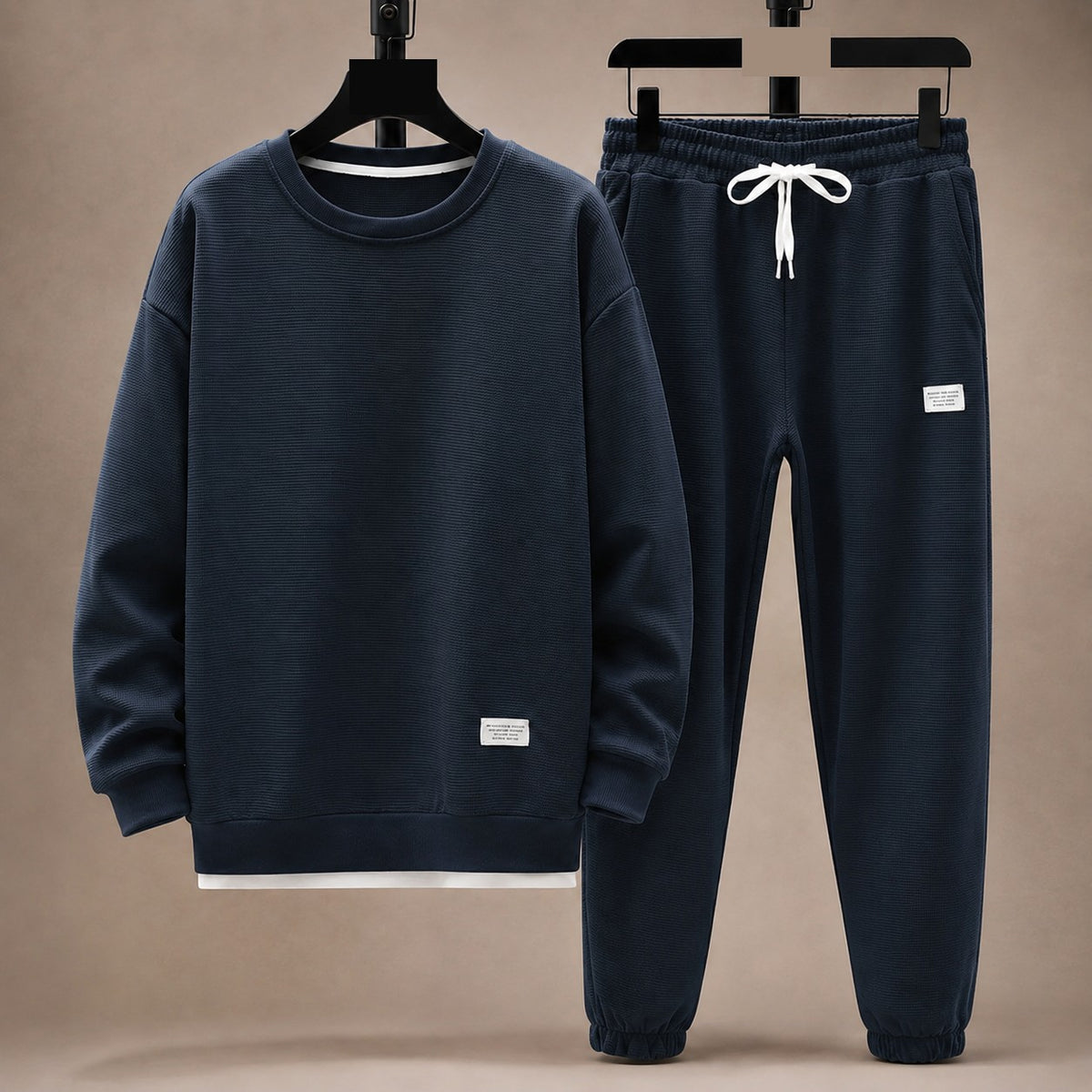 Men's Waffle-Knit Crewneck & Jogger Lounge Set