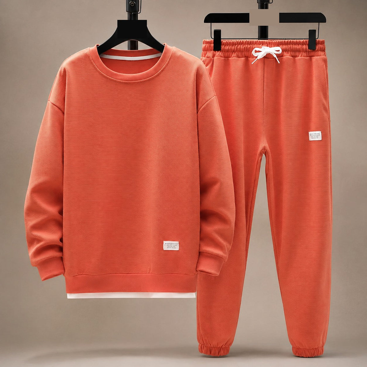 Men's Waffle-Knit Crewneck & Jogger Lounge Set
