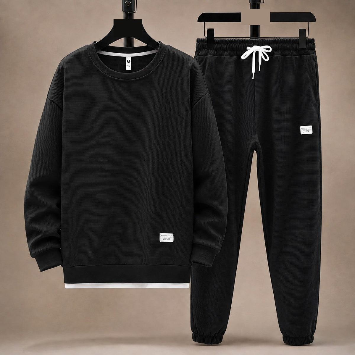 Men's Waffle-Knit Crewneck & Jogger Lounge Set