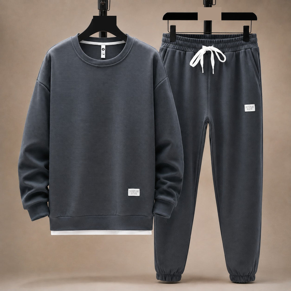 Men's Waffle-Knit Crewneck & Jogger Lounge Set