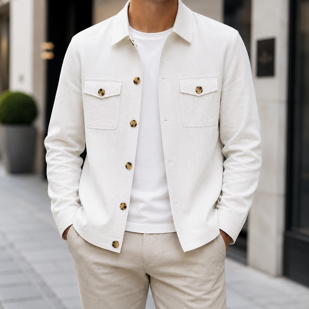 Men's Lightweight Button-Front Overshirt Jacket
