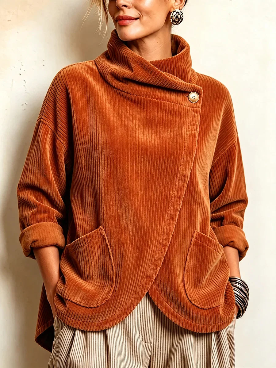 Oversized Asymmetric Wrap-Collar Shirt Jacket