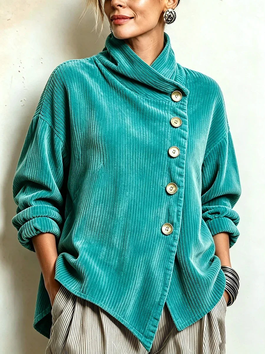 Oversized Asymmetric Wrap-Collar Shirt Jacket
