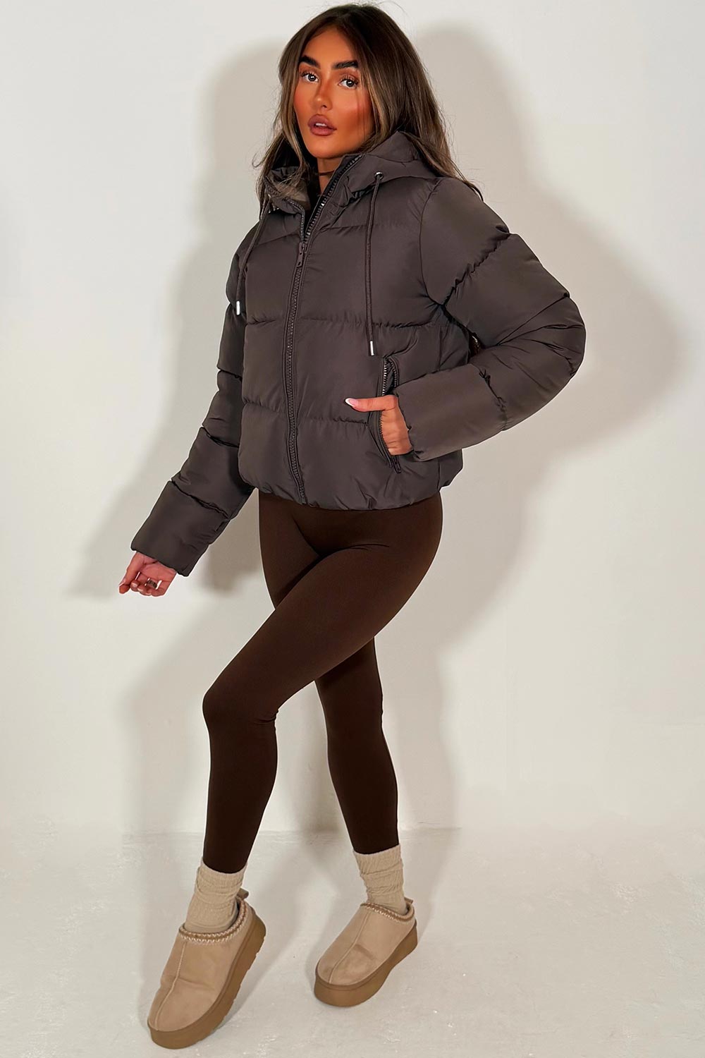 Cropped Hooded Puffer Jacket