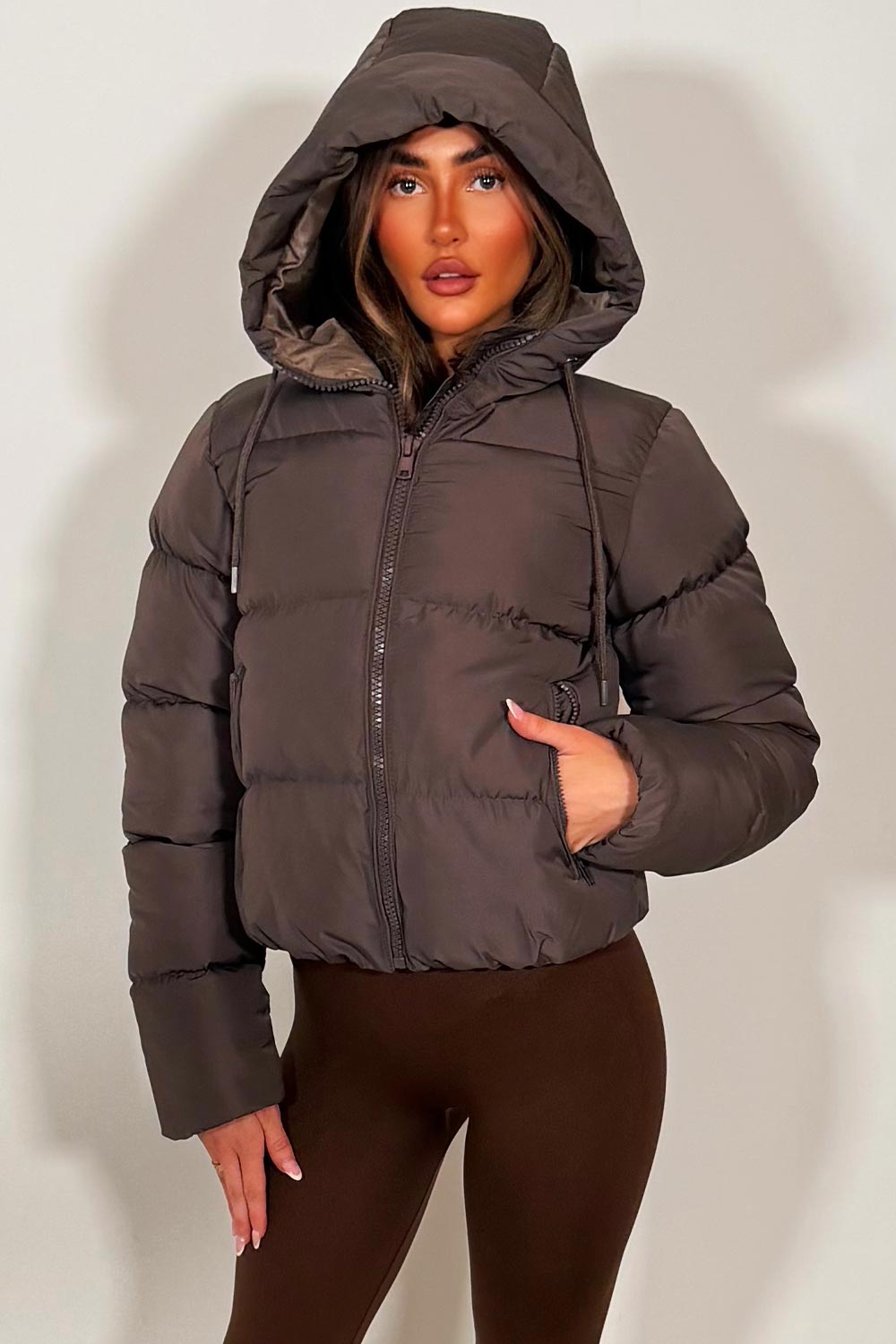 Cropped Hooded Puffer Jacket