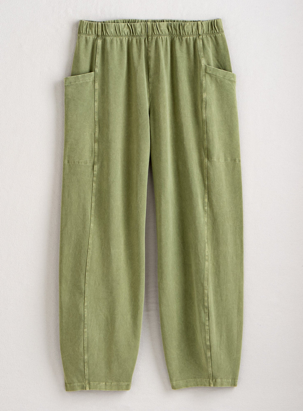 Mineral-Wash Pull-On Barrel Pants with Side Pockets