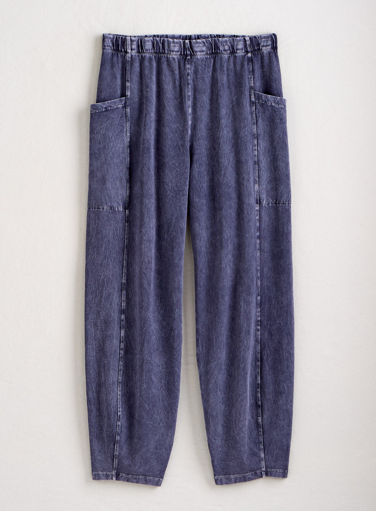 Mineral-Wash Pull-On Barrel Pants with Side Pockets