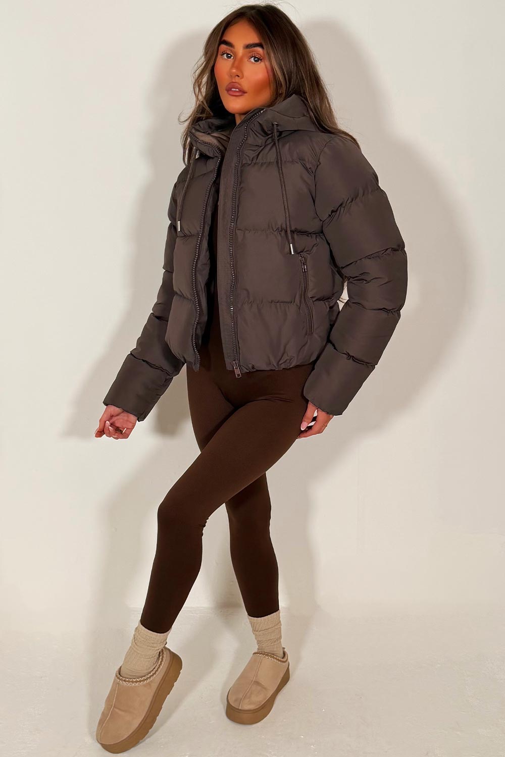 Cropped Hooded Puffer Jacket