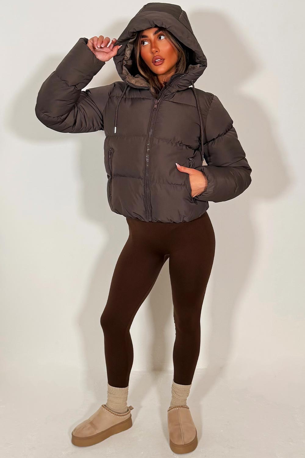 Cropped Hooded Puffer Jacket