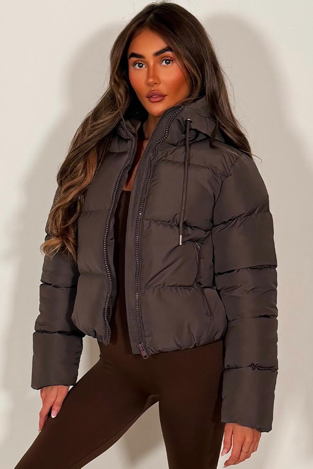 Cropped Hooded Puffer Jacket
