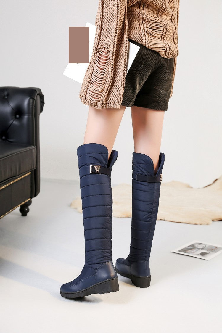 Quilted Knee-High Plush-Lined Snow Boots