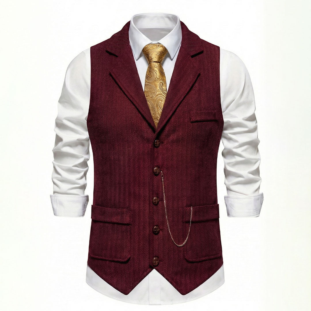 Men's Herringbone Tweed-Style Waistcoat
