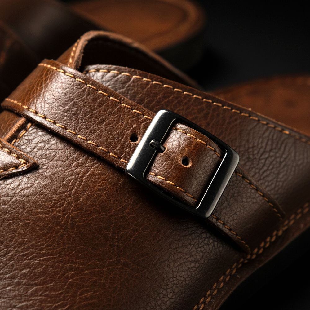 Men's Buckle-Strap Slip-On Mules