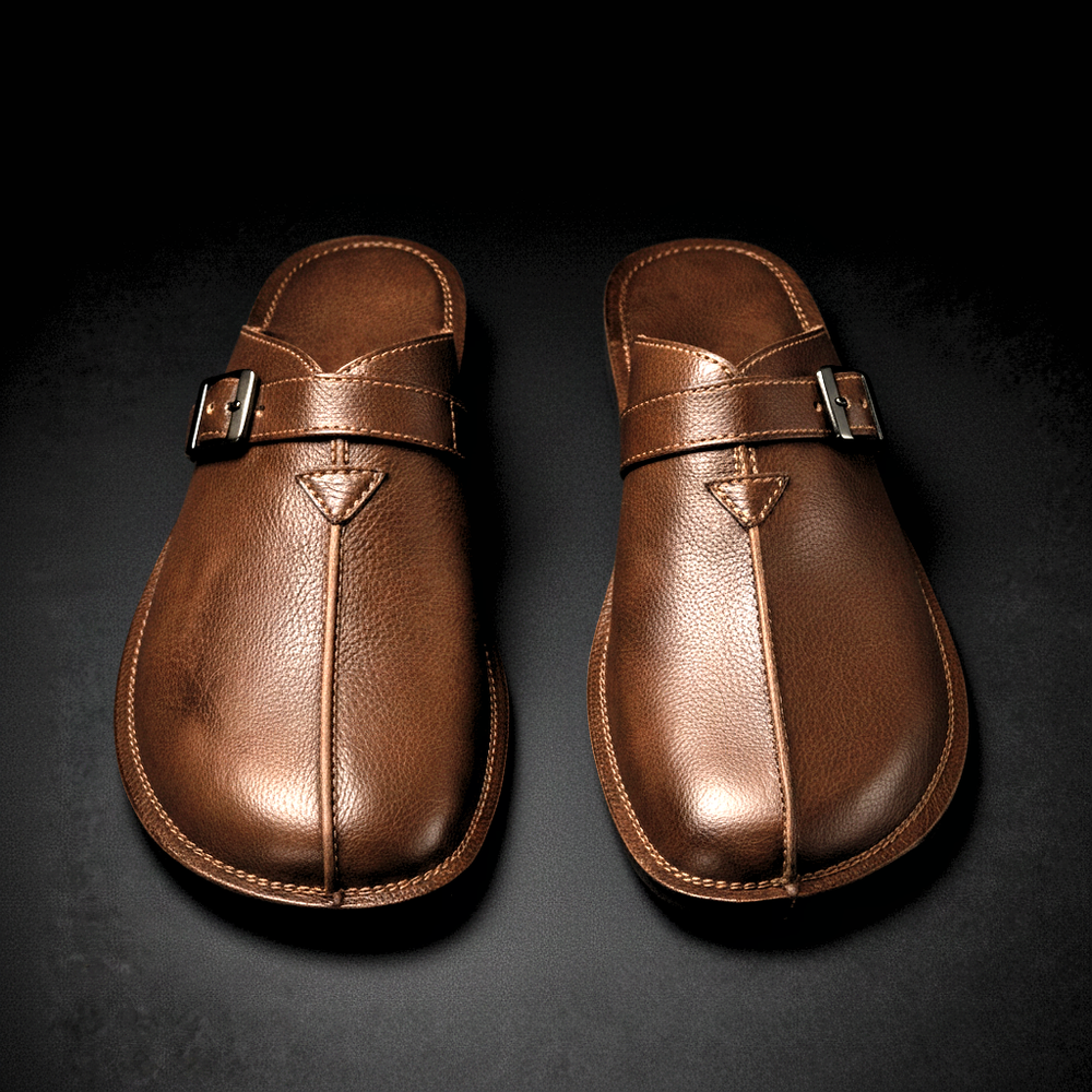 Men's Buckle-Strap Slip-On Mules