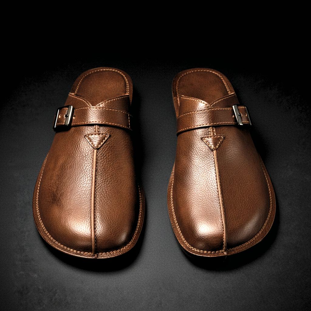 Men's Buckle-Strap Slip-On Mules