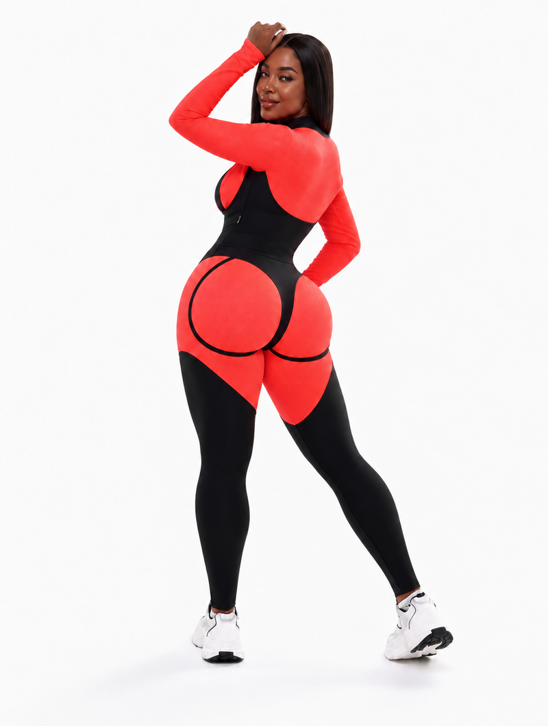 Contour-Seam Zip-Front Catsuit