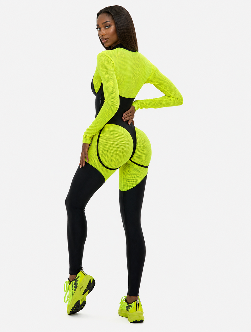Contour-Seam Zip-Front Catsuit