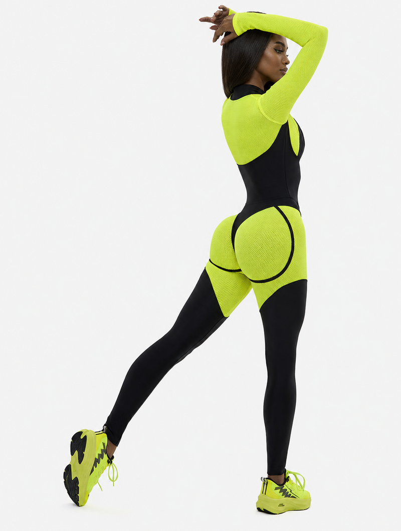 Contour-Seam Zip-Front Catsuit