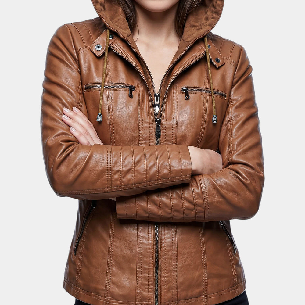 Faux Leather Moto Jacket with Detachable Hood