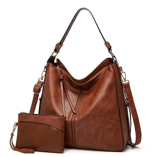Slouchy Vegan Leather Hobo Bag with Pouch