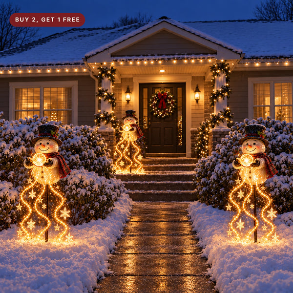 Snowman Magic Fountain Solar Garden Light