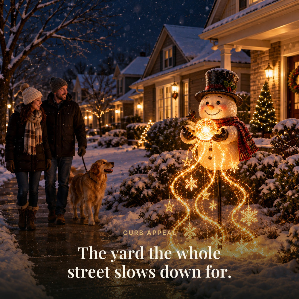 Snowman Magic Fountain Solar Garden Light