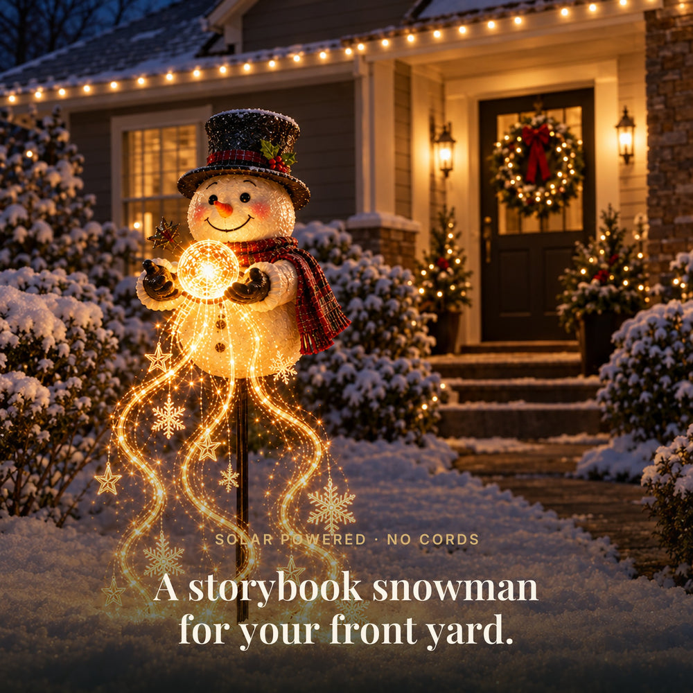 Snowman Magic Fountain Solar Garden Light