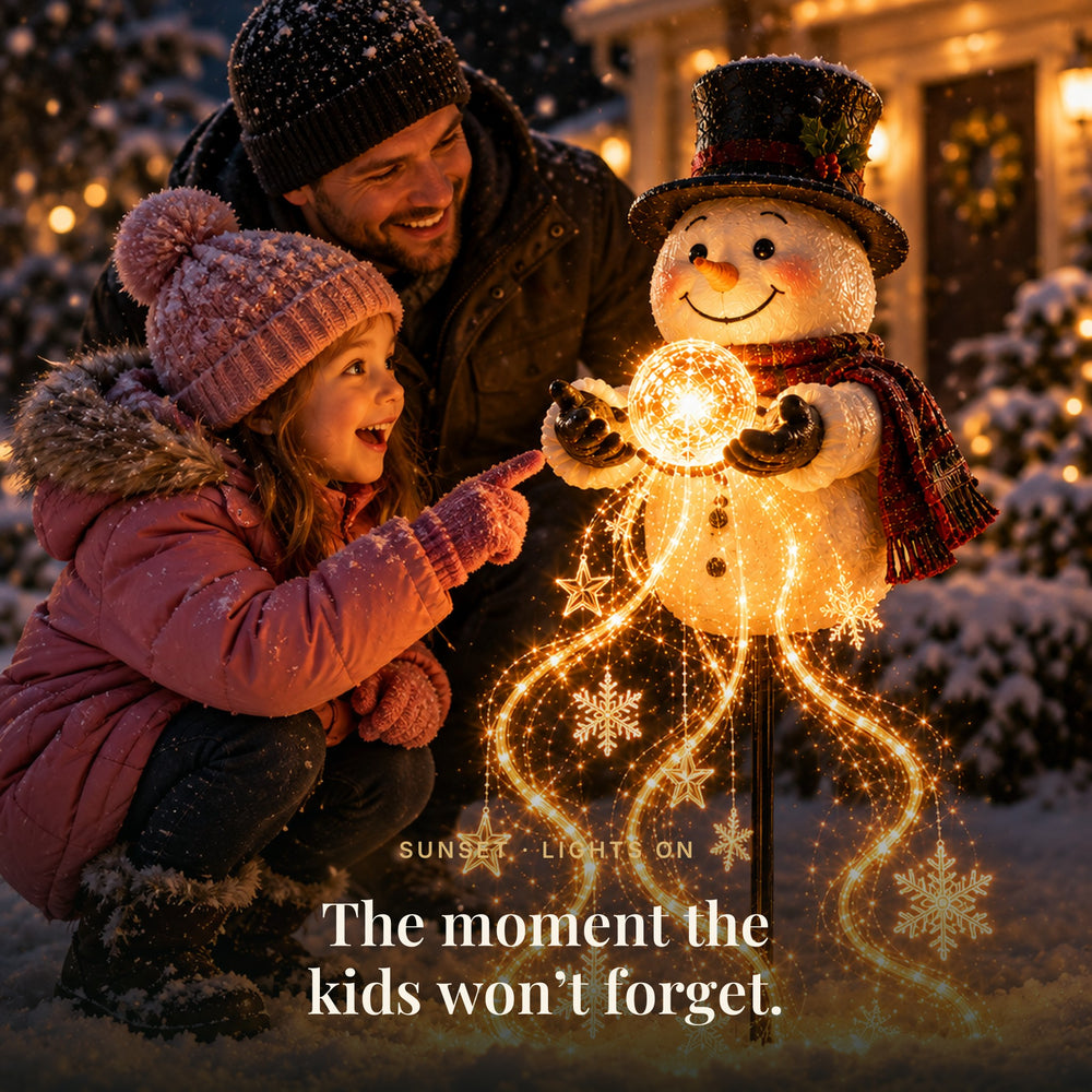 Snowman Magic Fountain Solar Garden Light