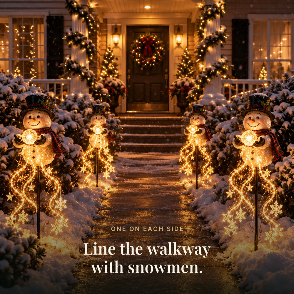 Snowman Magic Fountain Solar Garden Light