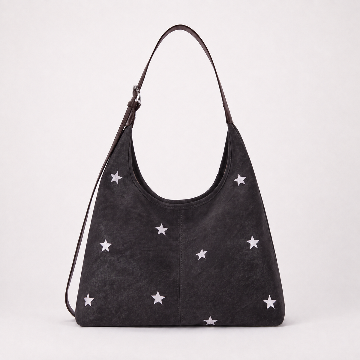 Embroidered Star Suede-Look Shoulder Bag