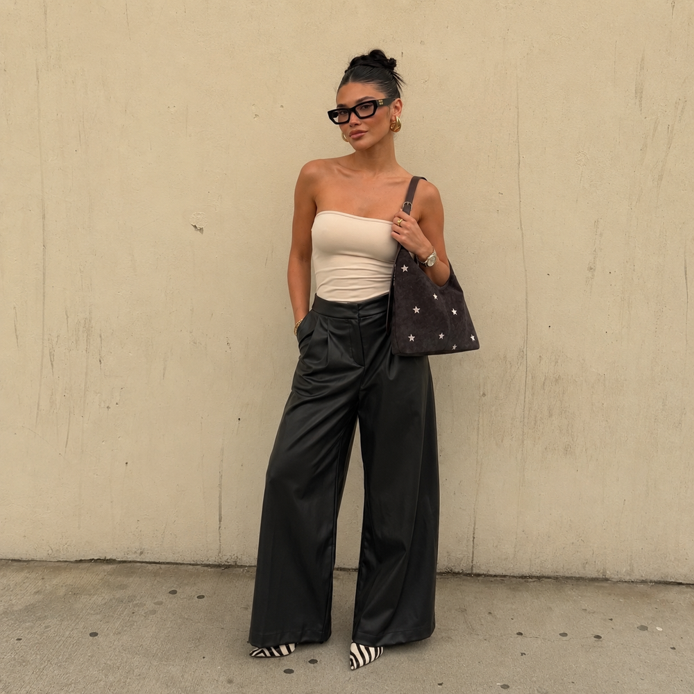 Embroidered Star Suede-Look Shoulder Bag