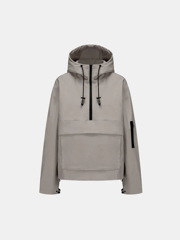 Relaxed Half-Zip Rain Anorak Hoodie