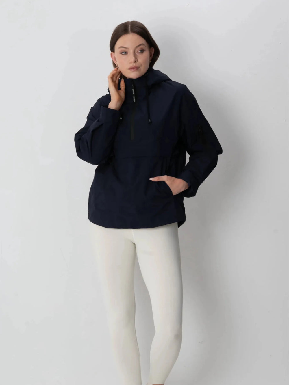 Relaxed Half-Zip Rain Anorak Hoodie