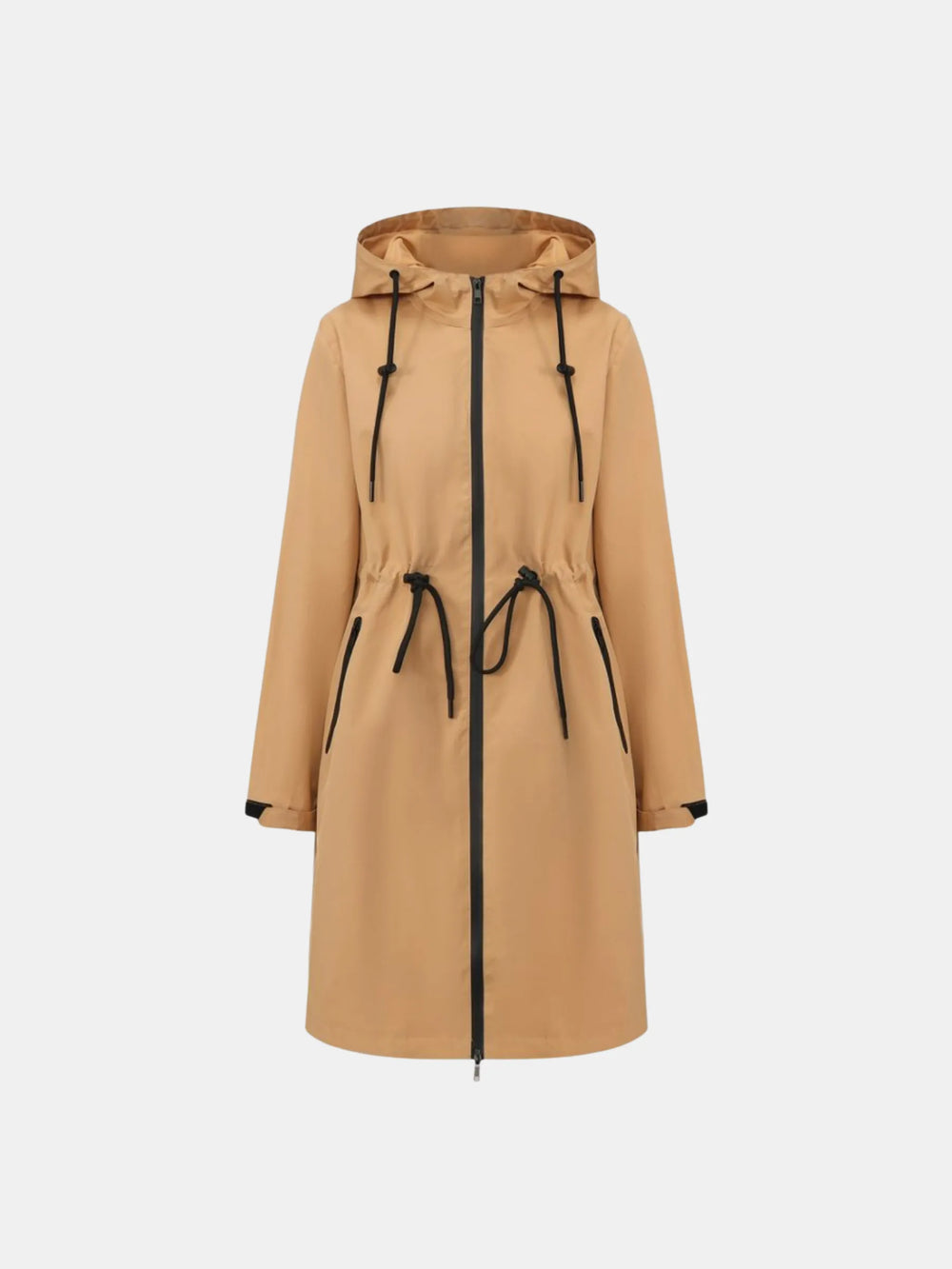 Full-Length Brushed-Lined Hooded Raincoat