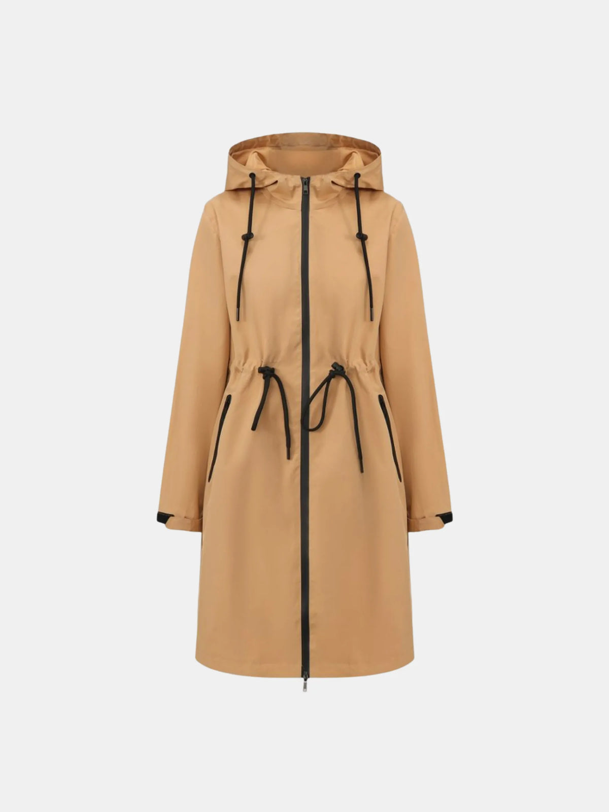 Full-Length Brushed-Lined Hooded Raincoat