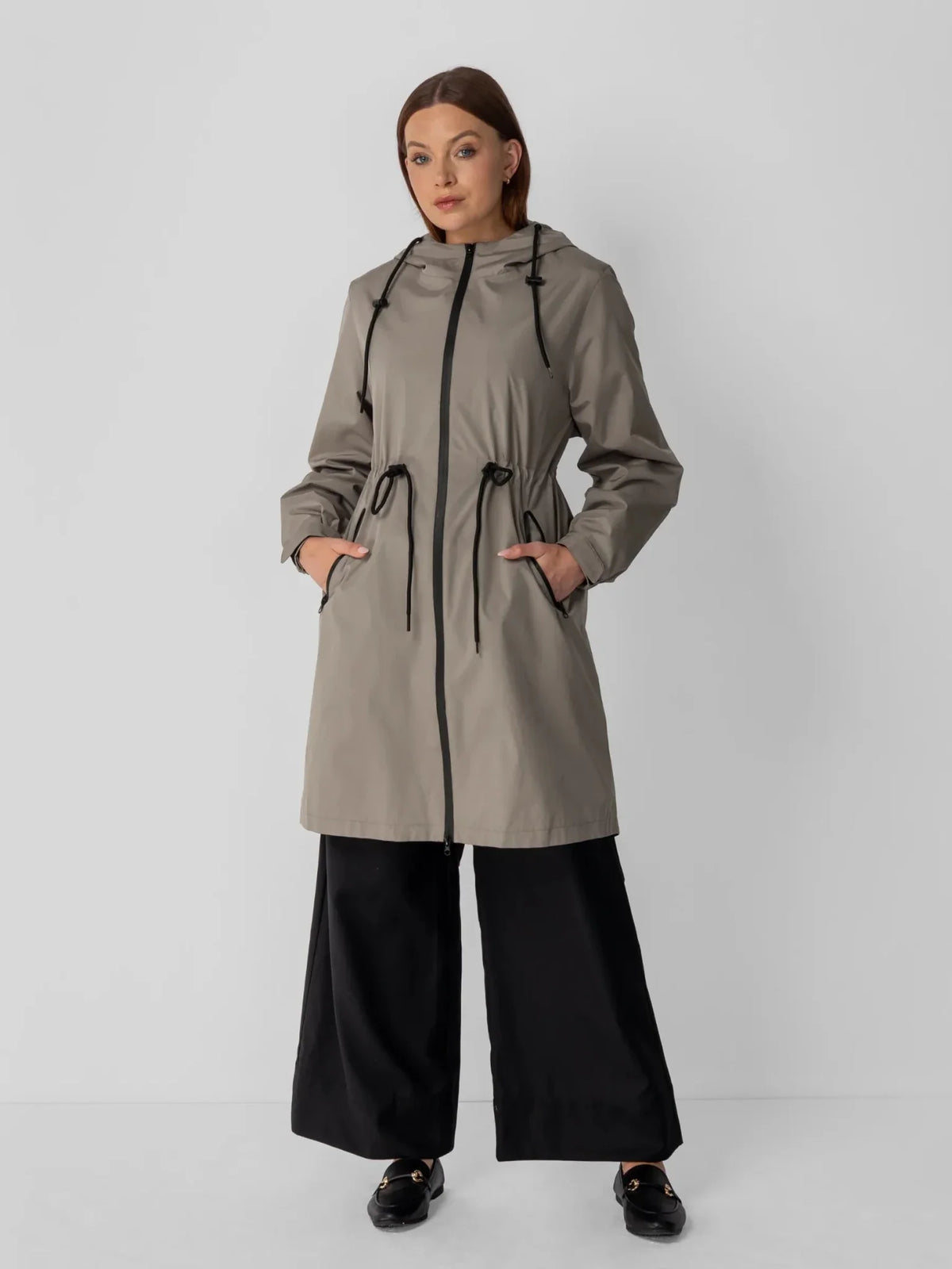 Full-Length Brushed-Lined Hooded Raincoat