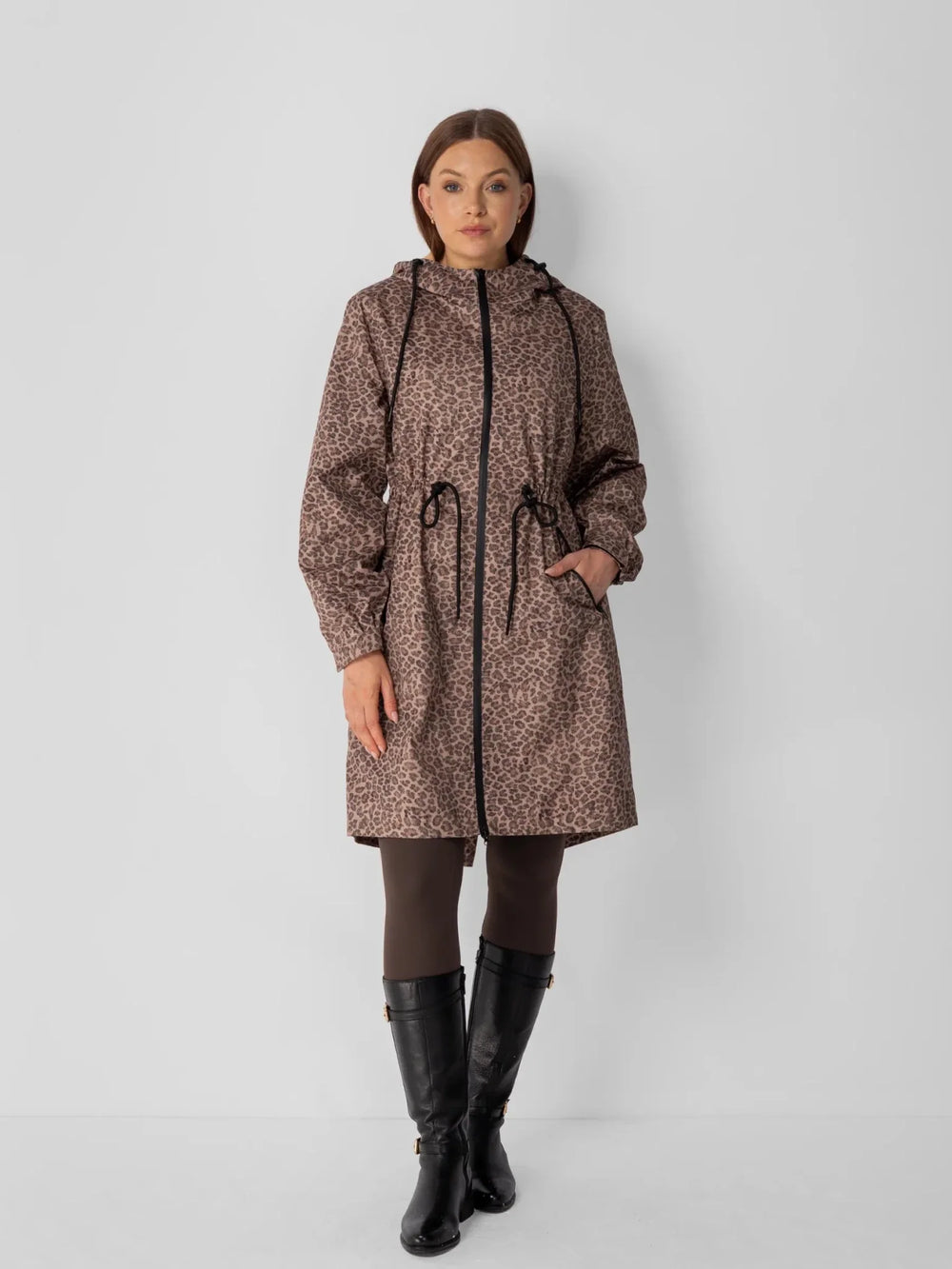 Full-Length Brushed-Lined Hooded Raincoat