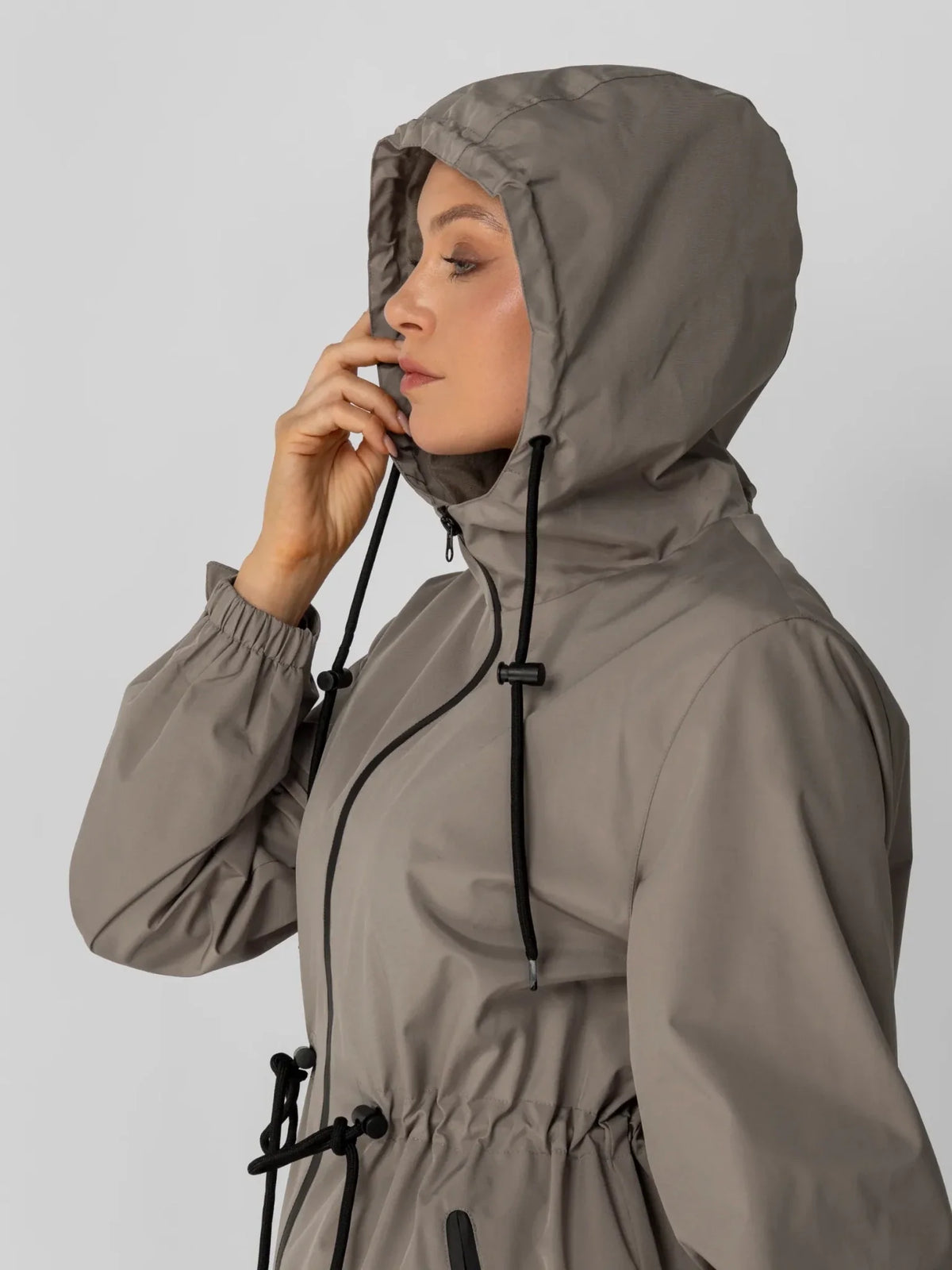 Full-Length Brushed-Lined Hooded Raincoat