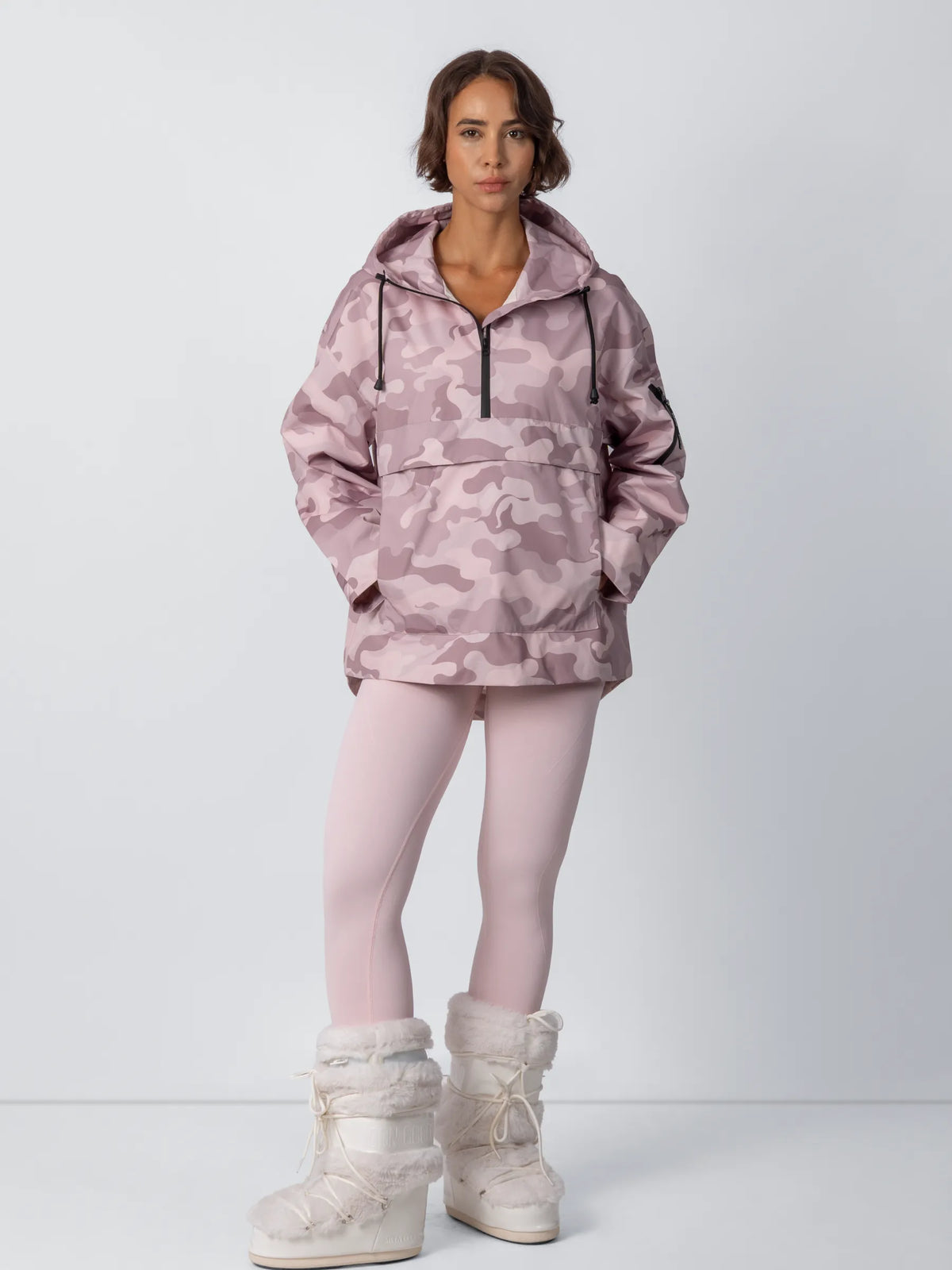 Relaxed Half-Zip Rain Anorak Hoodie
