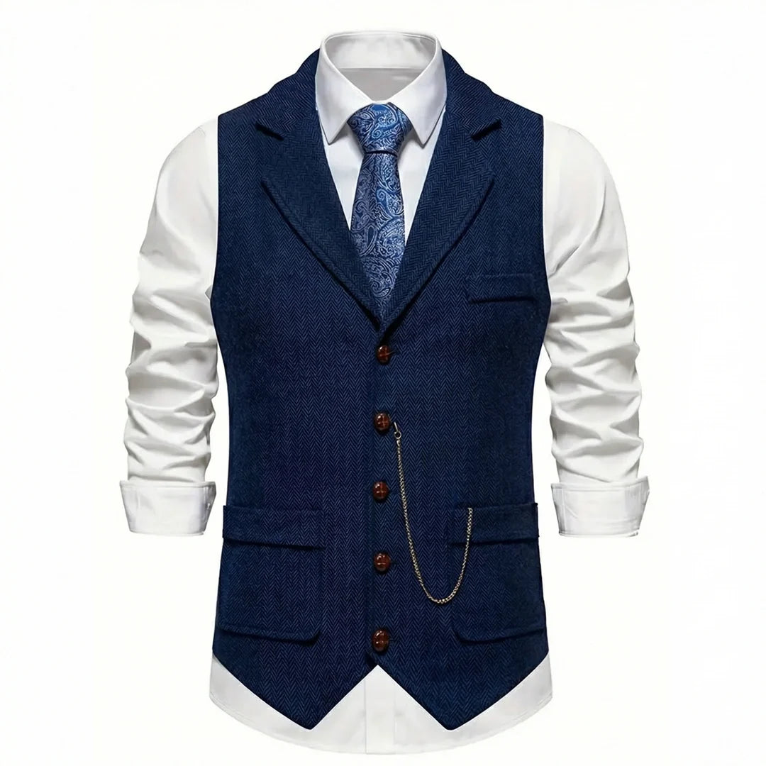 Men's Herringbone Tweed-Style Waistcoat