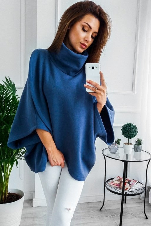 Turtleneck Wrap Poncho Sweater