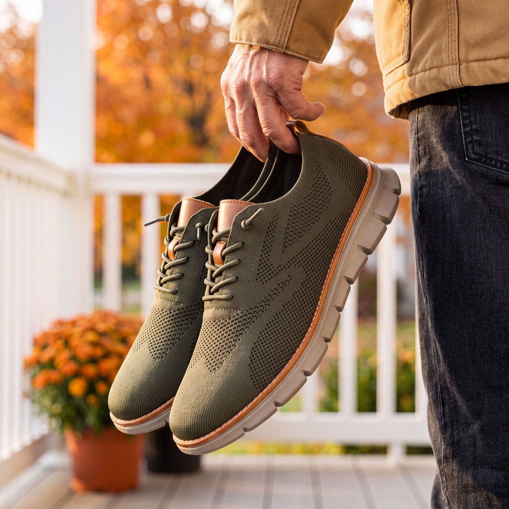 Men's Breathable Knit Wingtip Walking Shoes