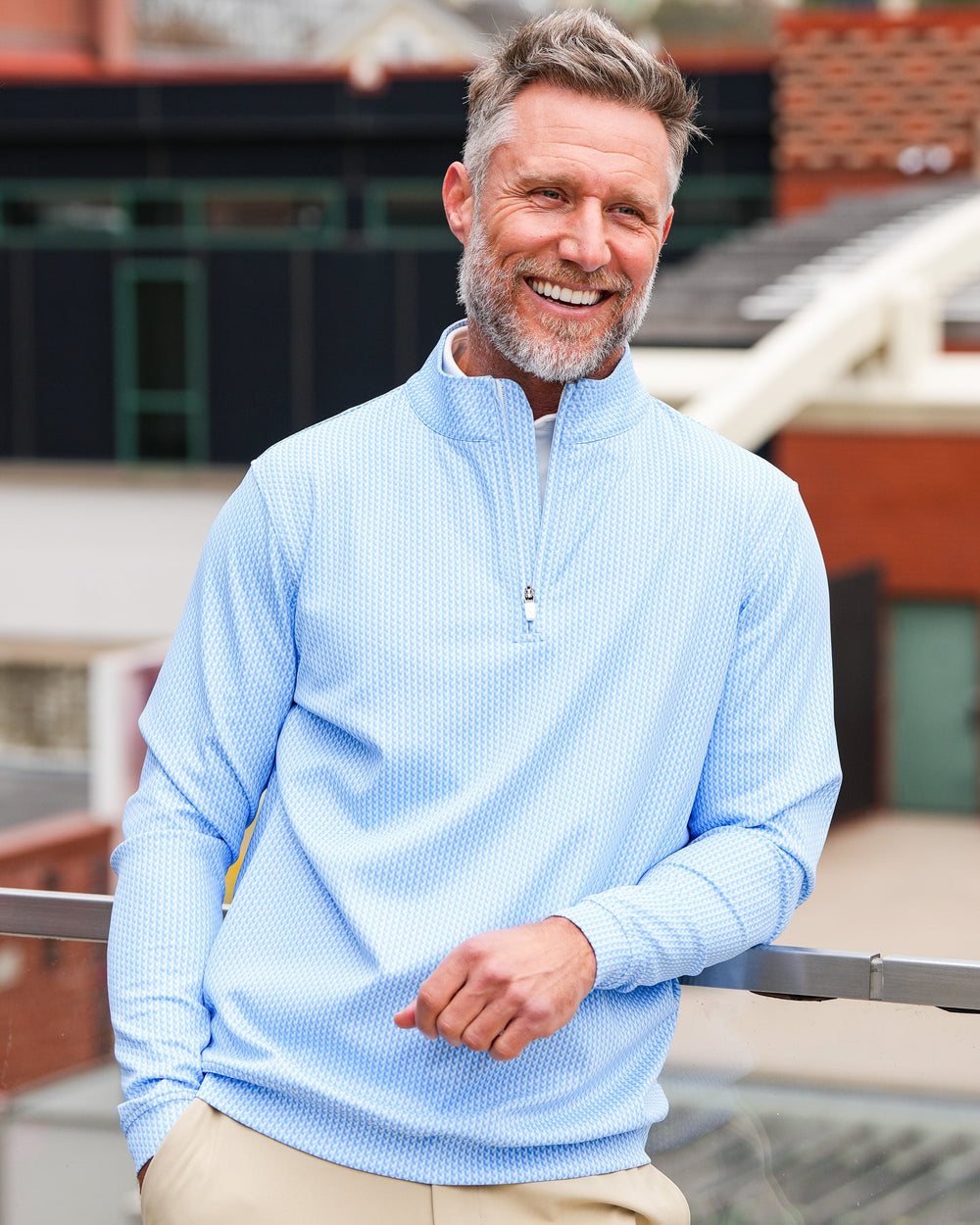 Men's Textured Stretch Quarter-Zip Pullover